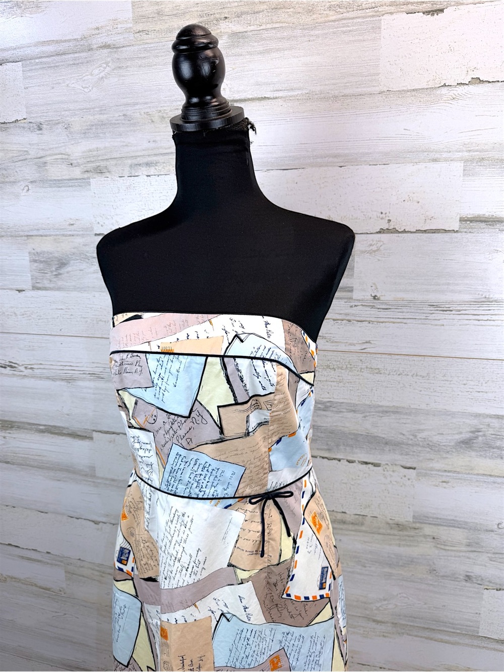 J.Crew Strapless Letter Print Dress Size 6 Cotton A-Line Mini Preppy Chic - Picture 6 of 13